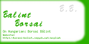 balint borsai business card